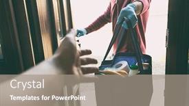  Presentation with grocery bag - Slide deck enhanced with delivery-man-gives-the-bag background and a gray colored foreground