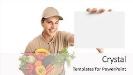  Presentation with labor and delivery - Presentation design consisting of delivery man holding a bag background and a white colored foreground