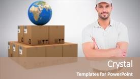  Presentation with calvary religious cross against - Slides with delivery man standing arms crossed background and a coral colored foreground