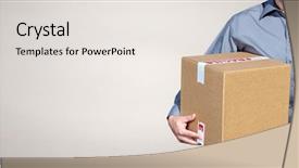  Presentation with delivery rider - Slide deck featuring delivery man with a parcel background and a sky blue colored foreground