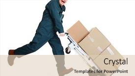  Presentation with express delivery - Cool new PPT layouts with delivery man with boxes express backdrop and a lemonade colored foreground