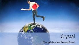  Presentation with red white blue - Colorful slide deck enhanced with delivery man with red box backdrop and a  colored foreground