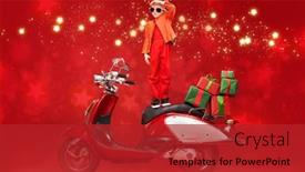  Presentation with cute stars - Audience pleasing theme consisting of delivery-of-gifts backdrop and a crimson colored foreground