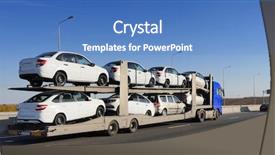  Presentation with car sales - Cool new presentation theme with delivery of new car backdrop and a teal colored foreground