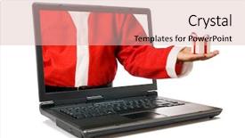  Presentation with santa claus and reindeers - Audience pleasing PPT theme consisting of delivery online - santa claus hand backdrop and a lemonade colored foreground