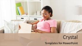  Presentation with maternity - Presentation design with delivery people and pregnancy concept background and a coral colored foreground