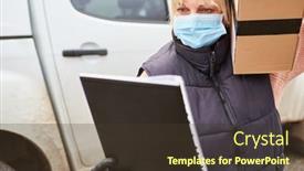  Presentation with checks - Slide set enhanced with delivery-service-parcel-carrier background and a tawny brown colored foreground