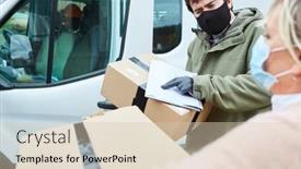  Presentation with customer service - Beautiful slide deck featuring delivery-service-parcel-carrier backdrop and a lemonade colored foreground