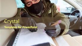  Presentation with car carrier - Presentation design featuring delivery-service-subcontractor background and a tawny brown colored foreground