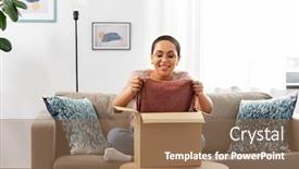  Presentation with shipping - Amazing slide deck having delivery-shipping-and-people-concept backdrop and a coral colored foreground