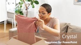  Presentation with african people - PPT layouts having delivery-shipping-and-people-concept background and a coral colored foreground