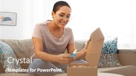  Presentation with african people - Beautiful presentation theme featuring delivery-shipping-and-people-concept backdrop and a coral colored foreground