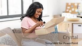  Presentation with african people - PPT theme with delivery-shipping-and-people-concept background and a coral colored foreground