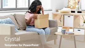  Presentation with shipping - Presentation theme featuring delivery-shipping-and-people-concept background and a coral colored foreground