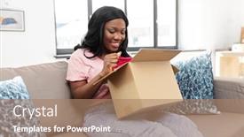  Presentation with shipping - Colorful slide deck enhanced with delivery-shipping-and-people-concept backdrop and a coral colored foreground