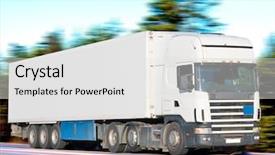  Presentation with tractor - Colorful PPT theme enhanced with delivery van - tractor trailer truck backdrop and a white colored foreground