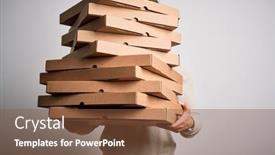  Presentation with stack - Theme featuring deliveryman-holding-stack-of-caron background and a tawny brown colored foreground