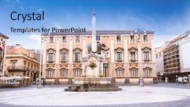  Presentation with math square root - Amazing presentation theme having dell - elephant fountain and cathedral square backdrop and a teal colored foreground