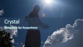  Presentation with bali statue - Cool new slide set with statue of madonna dell'accoglienza backdrop and a ocean colored foreground