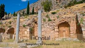  Presentation with museum - Beautiful presentation theme featuring delphi museum greece backdrop and a  colored foreground