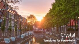  Presentation with houses cars - Beautiful slides featuring delt-canal-with-old-houses backdrop and a tawny brown colored foreground