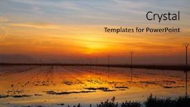  Presentation with sunset - Presentation design with delta del ebro ebre sunset background and a coral colored foreground
