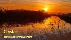  Presentation with garita del diablo - Colorful presentation theme enhanced with delta del ebro ebre sunset backdrop and a tawny brown colored foreground