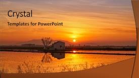  Presentation with garita del diablo - Audience pleasing presentation design consisting of delta del ebro ebre sunset backdrop and a coral colored foreground