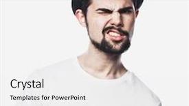  Presentation with black - Slide deck with delusions - portrait of bearded guy wearing background and a  colored foreground