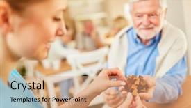  Presentation with dementia - Colorful slide set enhanced with dementia playing with wooden puzzle backdrop and a coral colored foreground