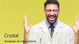  Presentation with mad scientist - Audience pleasing presentation theme consisting of demention - adult hispanic scientist or doctor backdrop and a  colored foreground