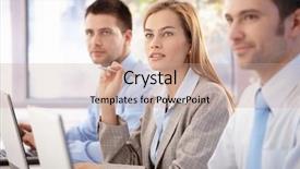  Presentation with business training - Beautiful theme featuring demo - young attractive professionals having business backdrop and a coral colored foreground