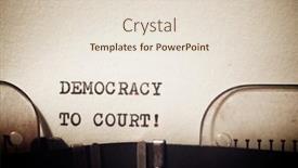  Presentation with democracy - Audience pleasing PPT layouts consisting of democracy-to-court-phrase-written backdrop and a lemonade colored foreground
