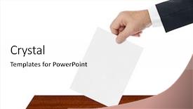  Presentation with party - Amazing PPT theme having democratic party - hand with paper ballot isolated backdrop and a white colored foreground