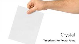  Presentation with paper - Presentation theme featuring democratic party - hand with paper ballot isolated background and a white colored foreground