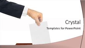  Presentation with party - Slide deck featuring democratic party - hand with paper ballot isolated background and a white colored foreground