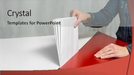  Presentation with election - Slide deck featuring democratic party - voter casting a vote background and a light gray colored foreground