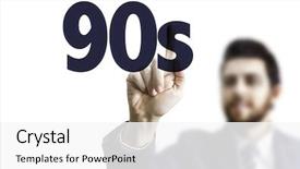  Presentation with demography - Amazing slide deck having demography - business man pointing the text backdrop and a white colored foreground