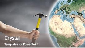  Presentation with close up elements - Cool new presentation theme with demography - close up of hammer backdrop and a coral colored foreground