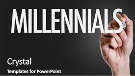  Presentation with millennials - Amazing theme having demography - hand writing the text millennials backdrop and a dark gray colored foreground
