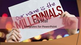  Presentation with millennials - Slide deck with demography - our name is the millennials background and a coral colored foreground