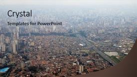  Presentation with brazil - PPT theme featuring demography - skyline of sao paulo brazil background and a light blue colored foreground