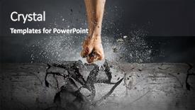  Presentation with breaking through - Presentation theme having demolition - hand breaking through the wall background and a dark gray colored foreground