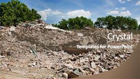  Presentation with bricks - Colorful PPT theme enhanced with demolition and destruction site - bricks backdrop and a violet colored foreground