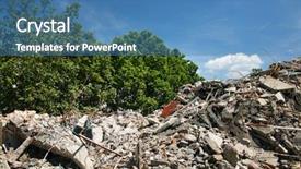  Presentation with demolition bricks - PPT layouts having recyling construction waste - demolition and destruction site background and a teal colored foreground