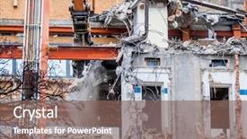  Presentation with building - PPT theme featuring demolition of an office building background and a violet colored foreground