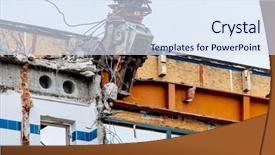  Presentation with building electrical services - Amazing theme having demolition of an office building backdrop and a sky blue colored foreground