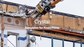  Presentation with building - Presentation theme consisting of demolition of an office building background and a coral colored foreground