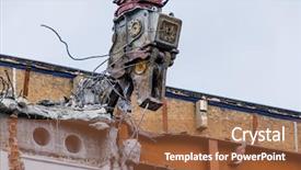  Presentation with building - Presentation design having demolition of an office building background and a tawny brown colored foreground