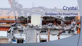  Presentation with building electrical services - Theme having demolition of an office building background and a sky blue colored foreground